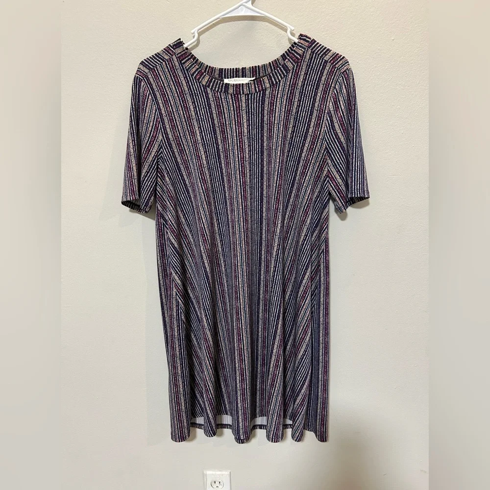 BCBGeneration Striped Ribbed Knit Shift T-Shirt Dress 0208 B-1